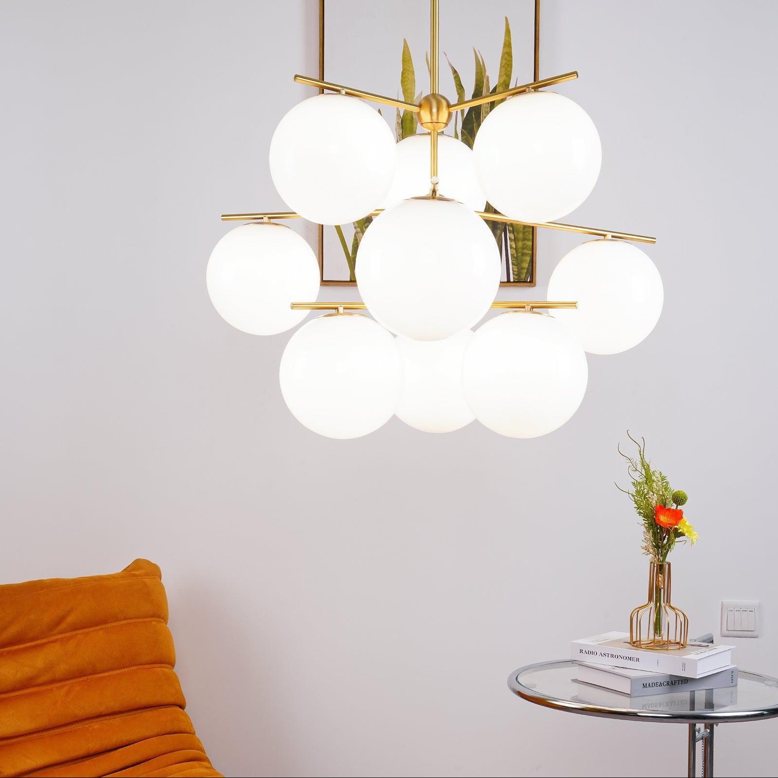 Luxe kroonluchter met bolvormige steel en messing HL1230