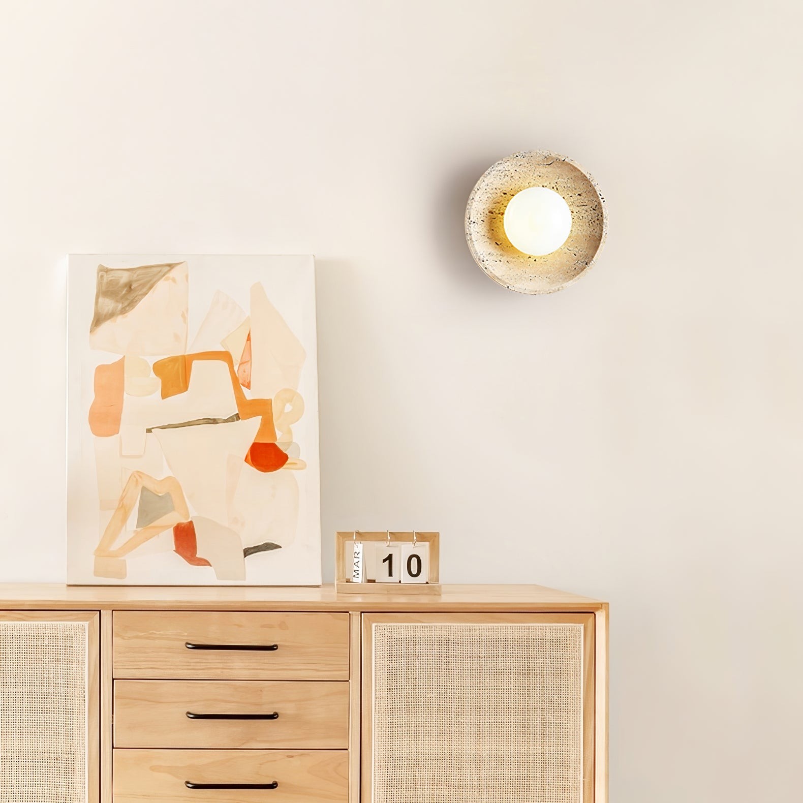 Retro Wabi Sabi Travertine Lunar Eclipse Wandlamp HL938