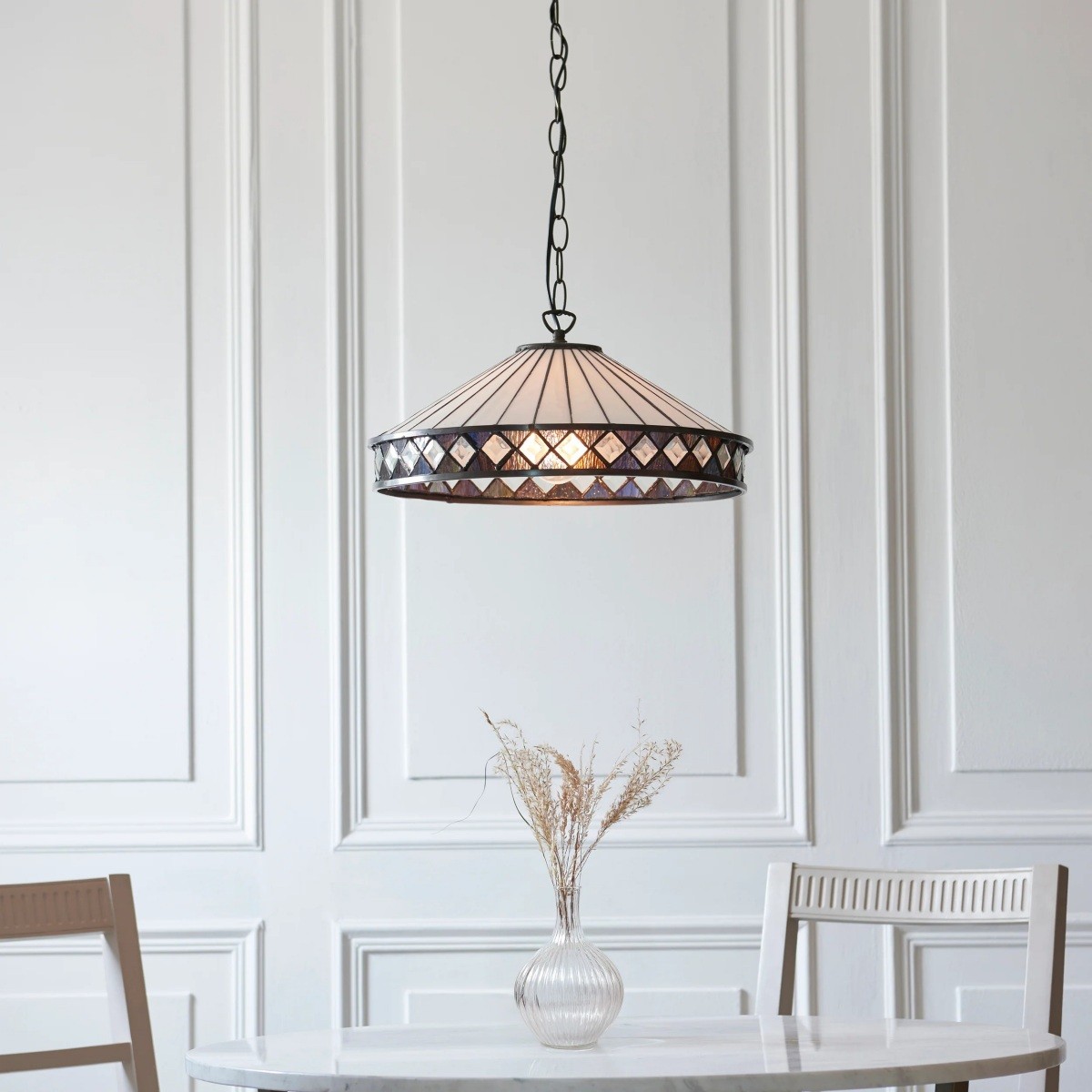 TF Fargo hanglamp - Verlichting in Tiffany-stijl met een Art Deco kap en verstelbare ketting HL2165