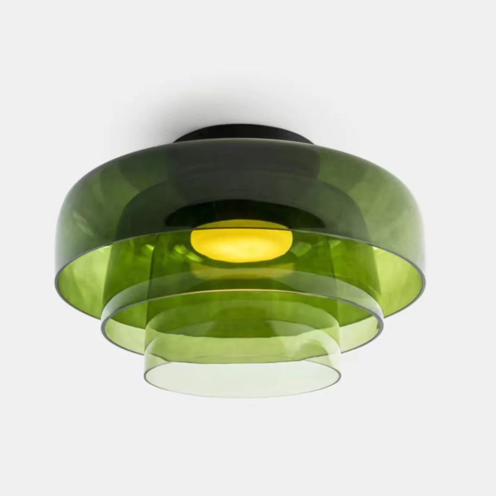 Scandinavische Glazen Schijf Plafondlamp - Noordse Macaron-stijl Lamp voor Woonkamers HL204