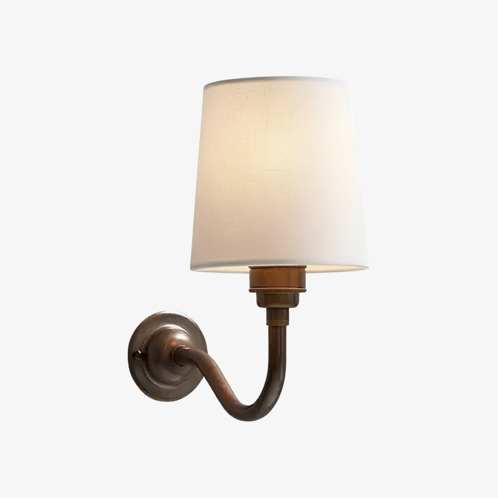 Vintage Cottaloy wandlamp met gebogen arm en stoffen bekleding voor de woonkamer of slaapkamer HL3579
