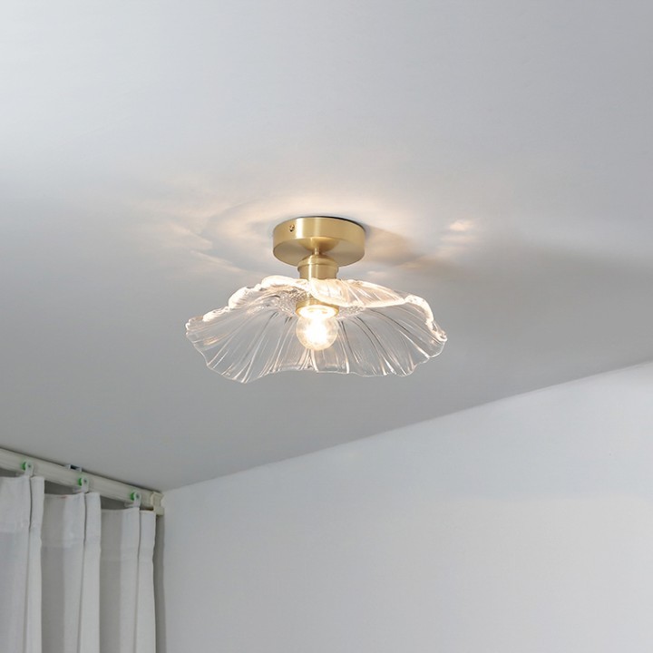 Vintage Glazen Plafondlamp met Lotus Bloem HL217