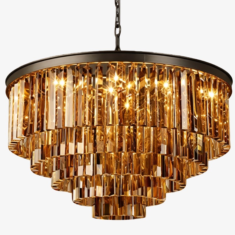 Aurevon Crystal Prism Modern Plafondkroonluchter met Metalen Frame voor Thuis en Hotel HL2298
