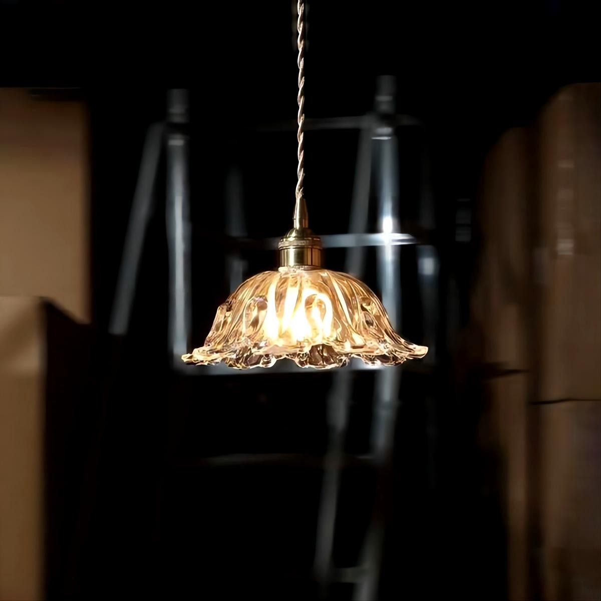 Antiek helder geribbeld glas Slaapkamer keuken hanglamp HL48