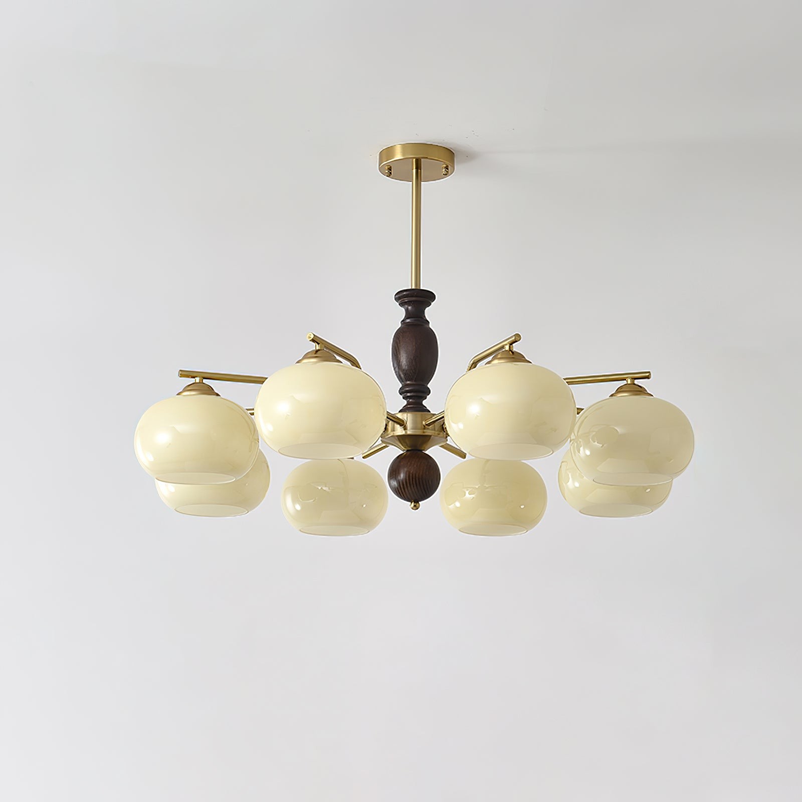 Middeleeuwse stijl Walnoot Beige Bol Kroonluchter HL835