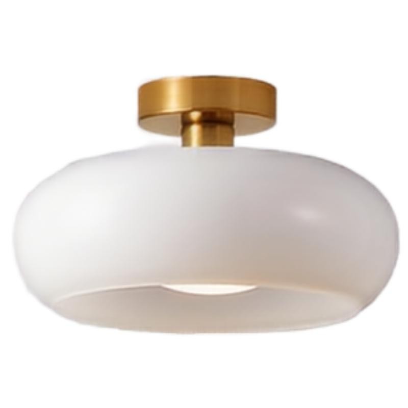 Retro messing schijf Bauhaus glazen plafondlamp HL167
