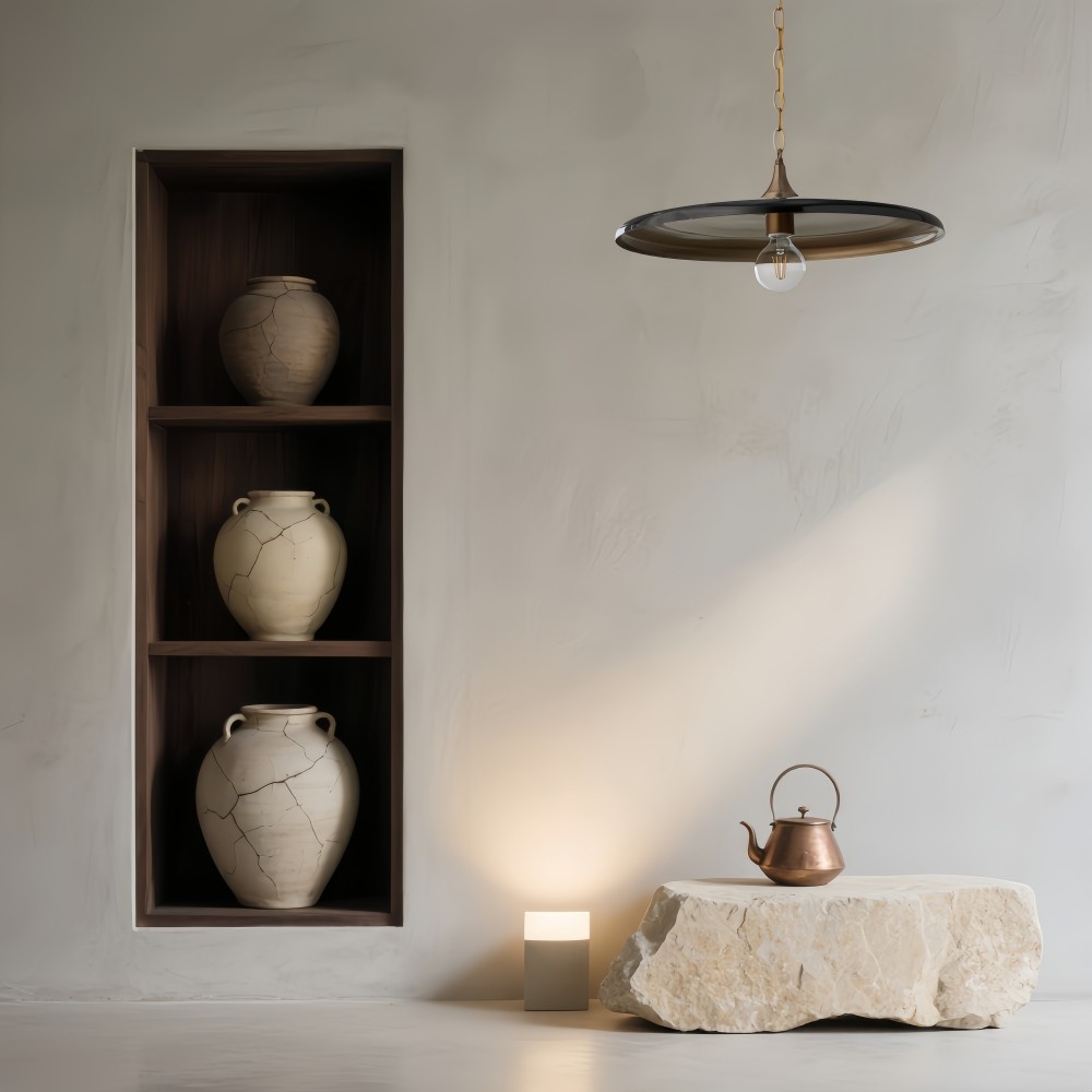 Gouden metalen schijfvormige hanglamp - moderne bolvormige lamp voor de keuken HL1324