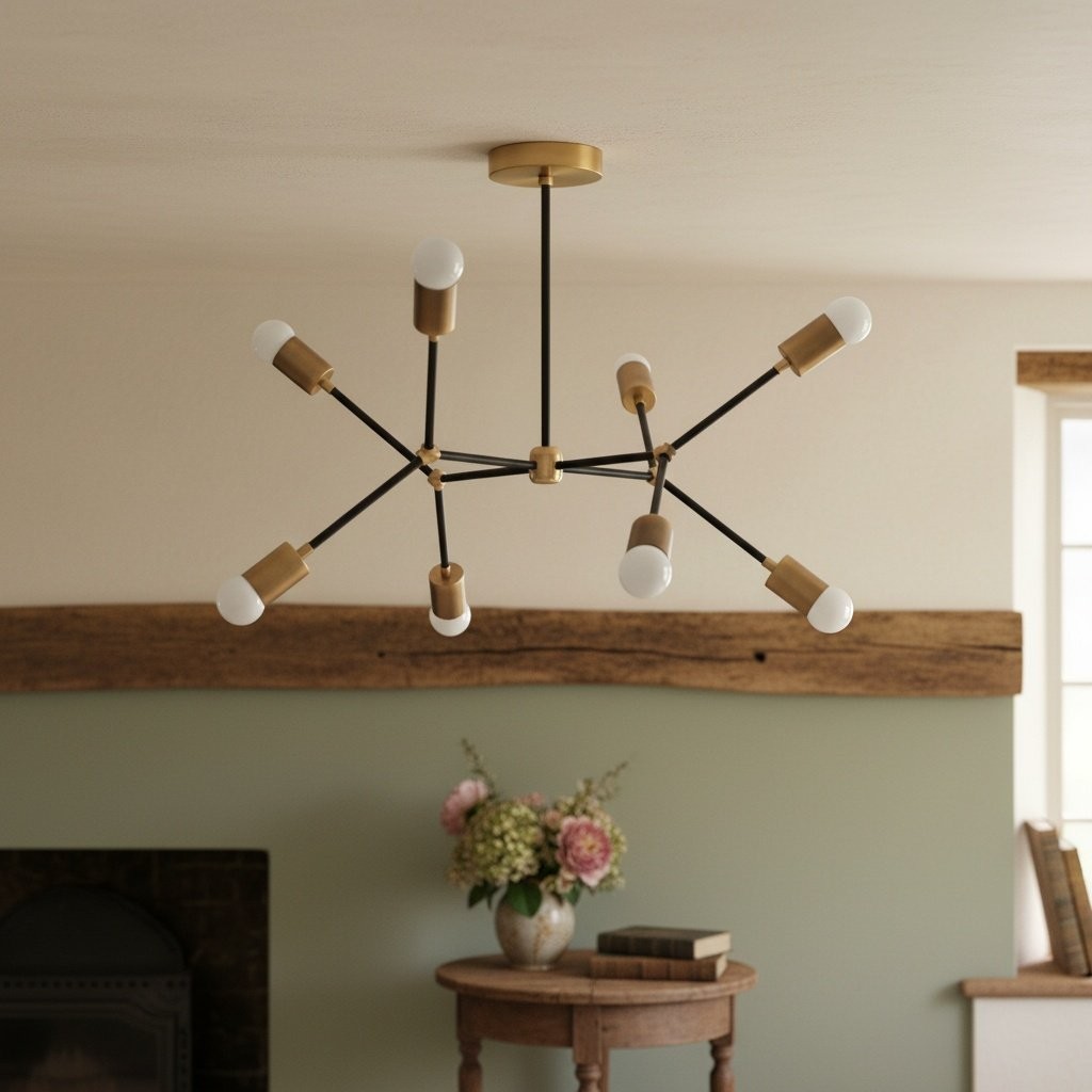 Mobilux Line Moderne Geometrische Kroonluchter - Plafondlamp van Messing HL1683