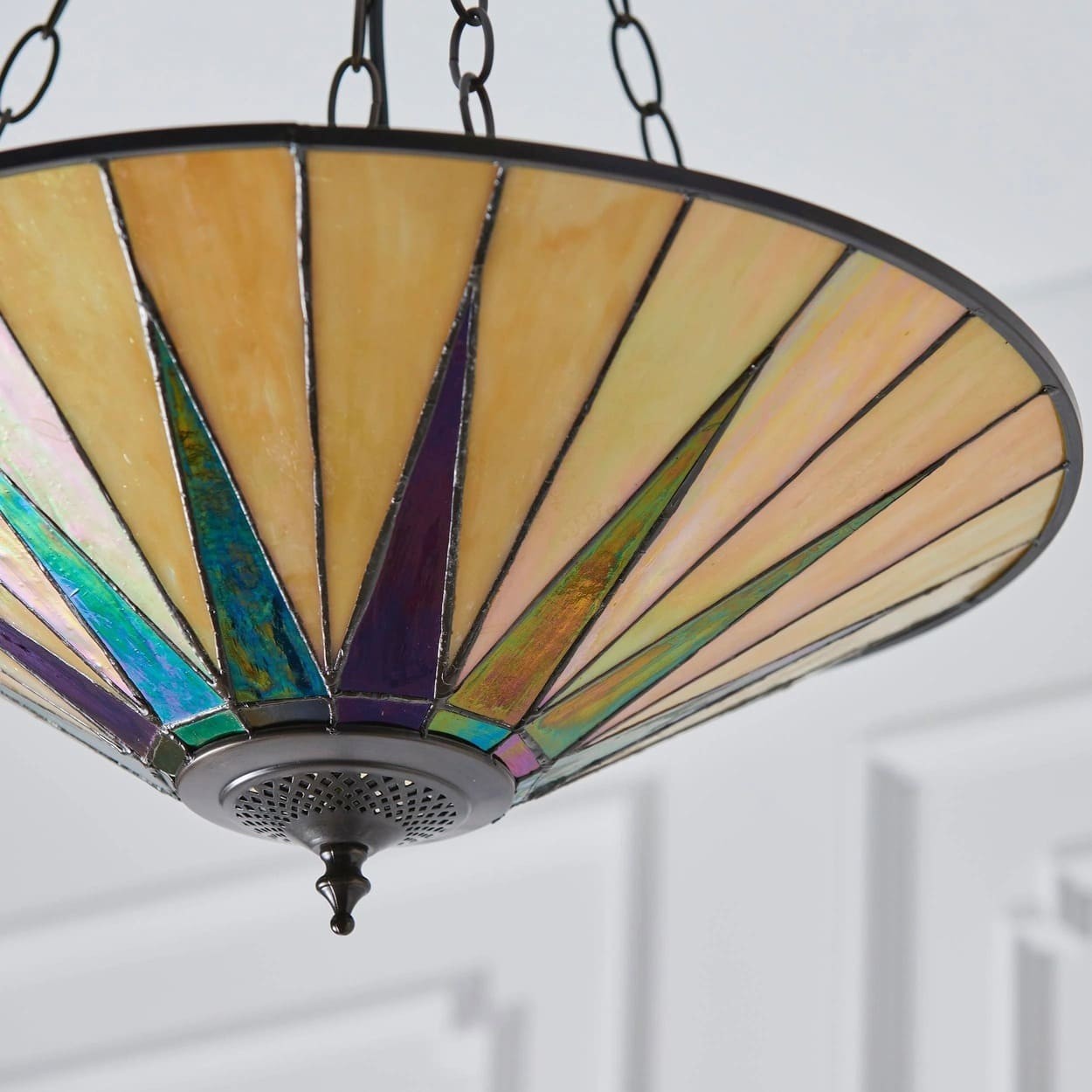 TF Dark Star Tiffany plafondlamp - glas-in-lood sterontwerp voor eetkamer of hal HL2232