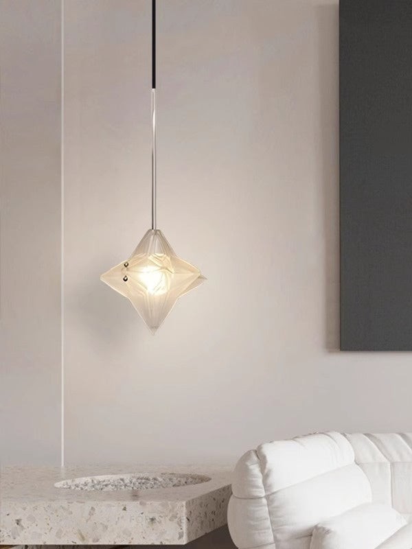Art Deco Astris Elara Star hanglamp - hanglamp van matglas met geometrische stijl HL1792