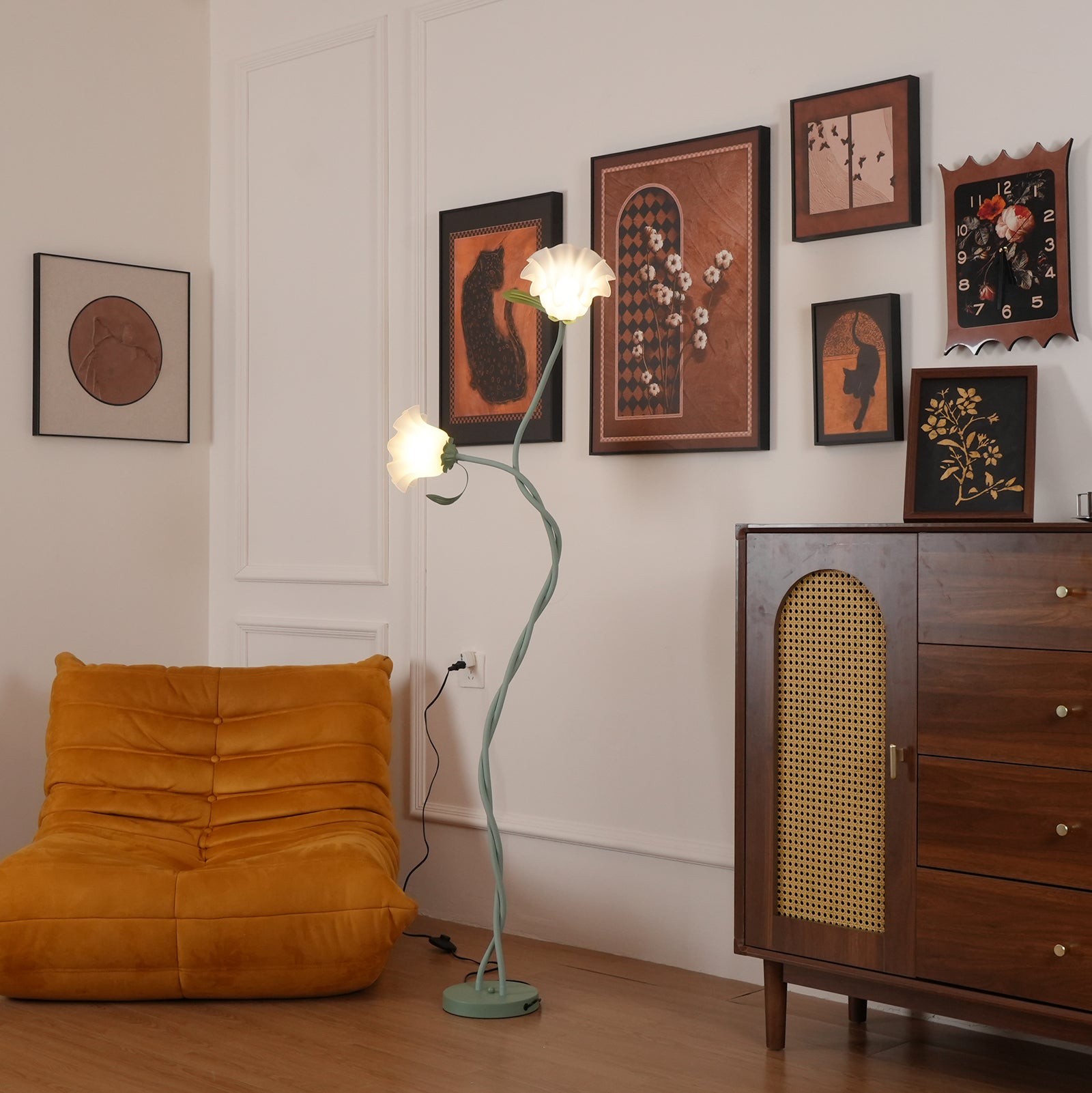 Creatieve multi-kops wikkelbloemvormige vloerlamp HL403