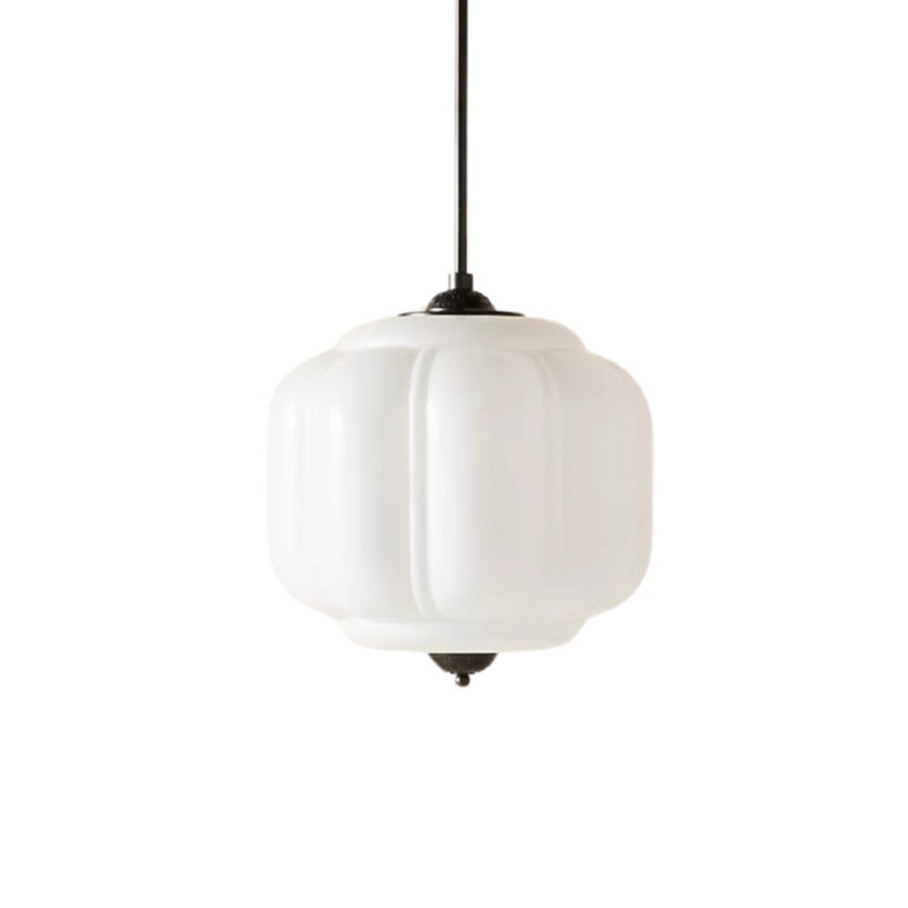 Vintage Eloise Melkglazen Hanglamp - Geribbelde Glazen Plafondkroonluchter HL1091