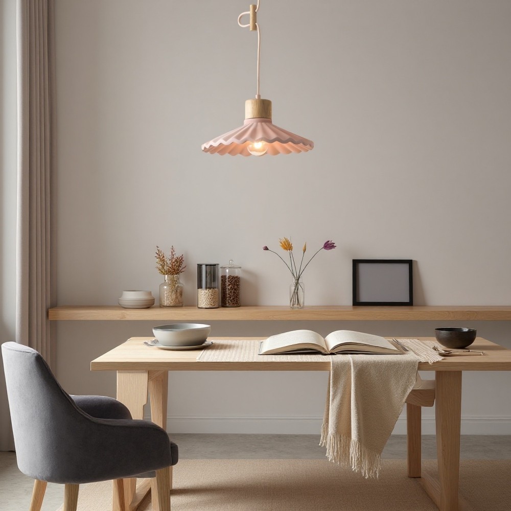 Cement Macaron hanglamp - moderne geplooide kap voor hal HL1328