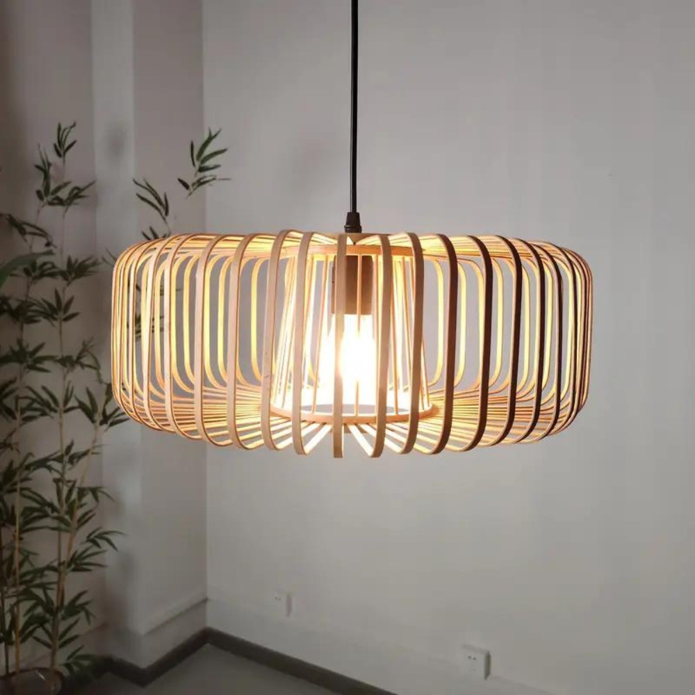 De Solar Illusion bamboe hanglamp HL3451