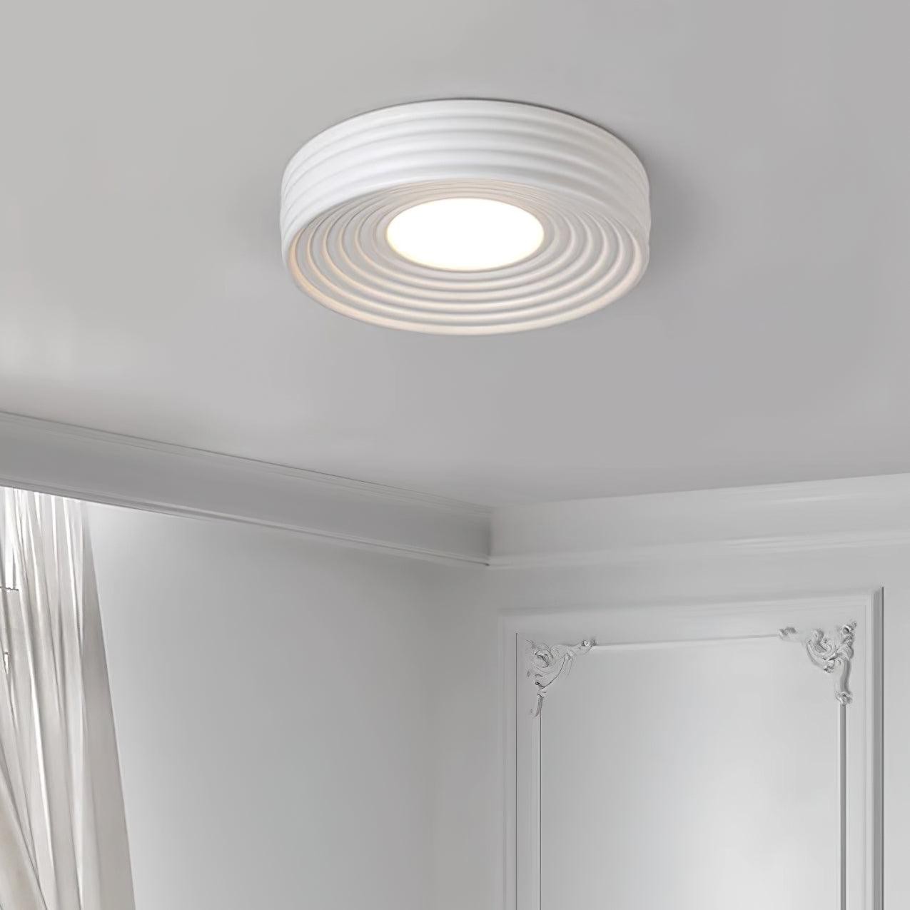 Crèmekleurige geribbelde plafondlamp met drie kleurenverandering HL475