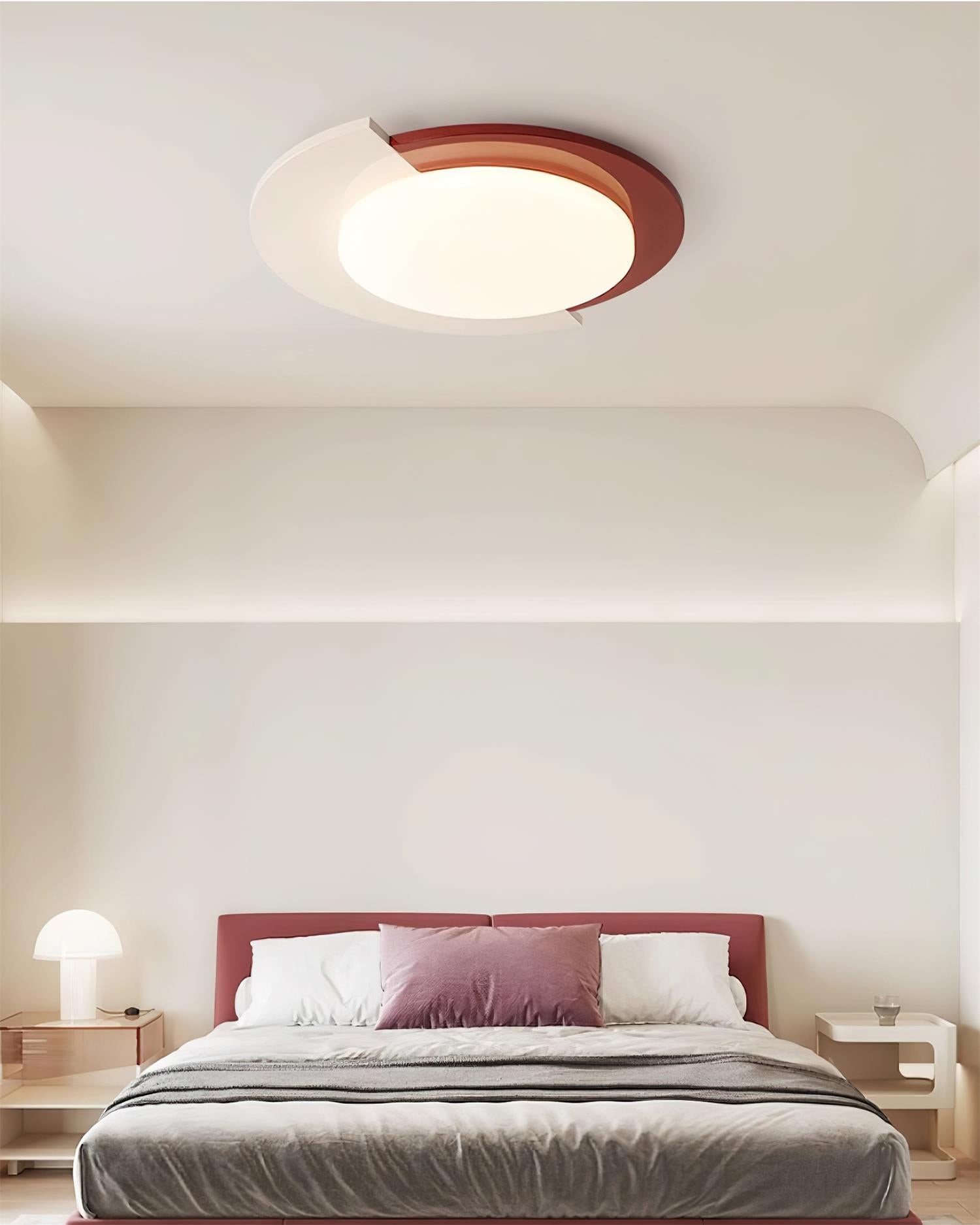Rood-witte ronde plafondlamp HL755