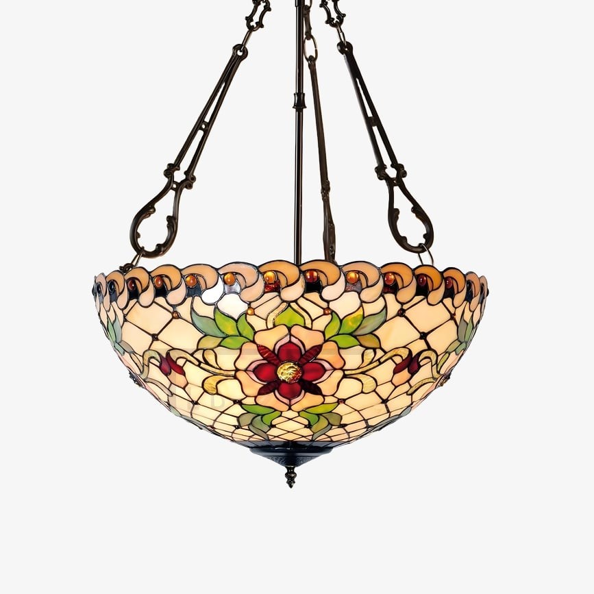 TF Dragonfly Beige Tiffany Hanglamp - Elegant armatuur van gebrandschilderd glas voor eetkamer en slaapkamer HL2068