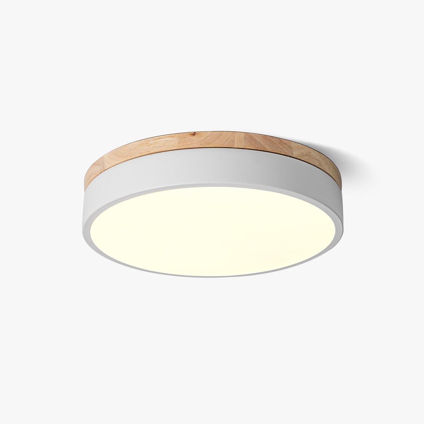 Witte ronde houten plafondlamp HL828