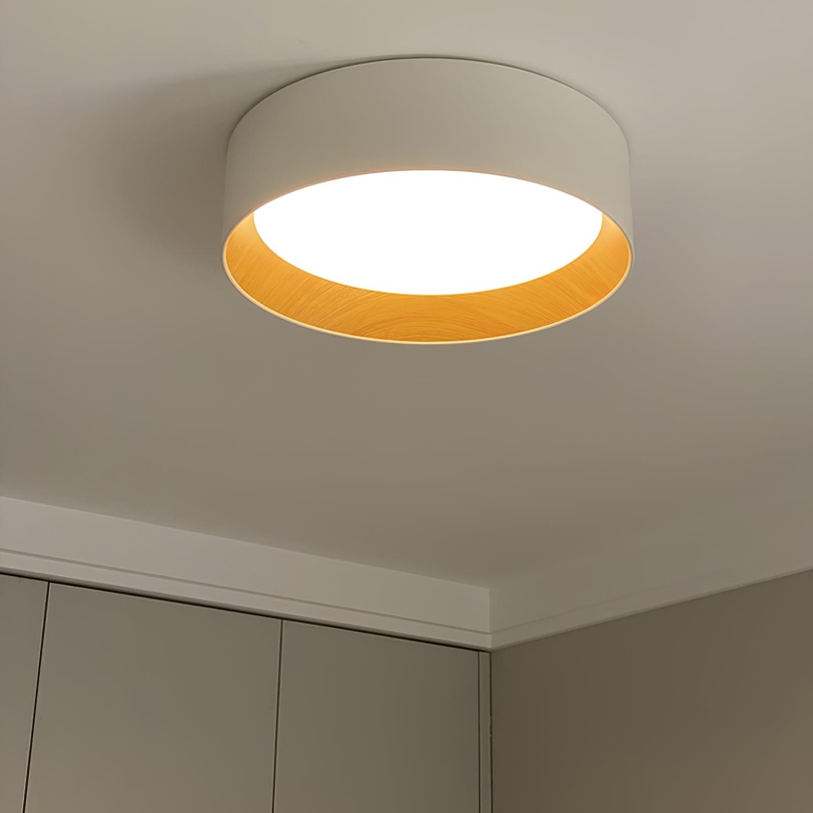 Japanse minimalistische creatieve ronde LED-plafondlamp met houtnerf HL759