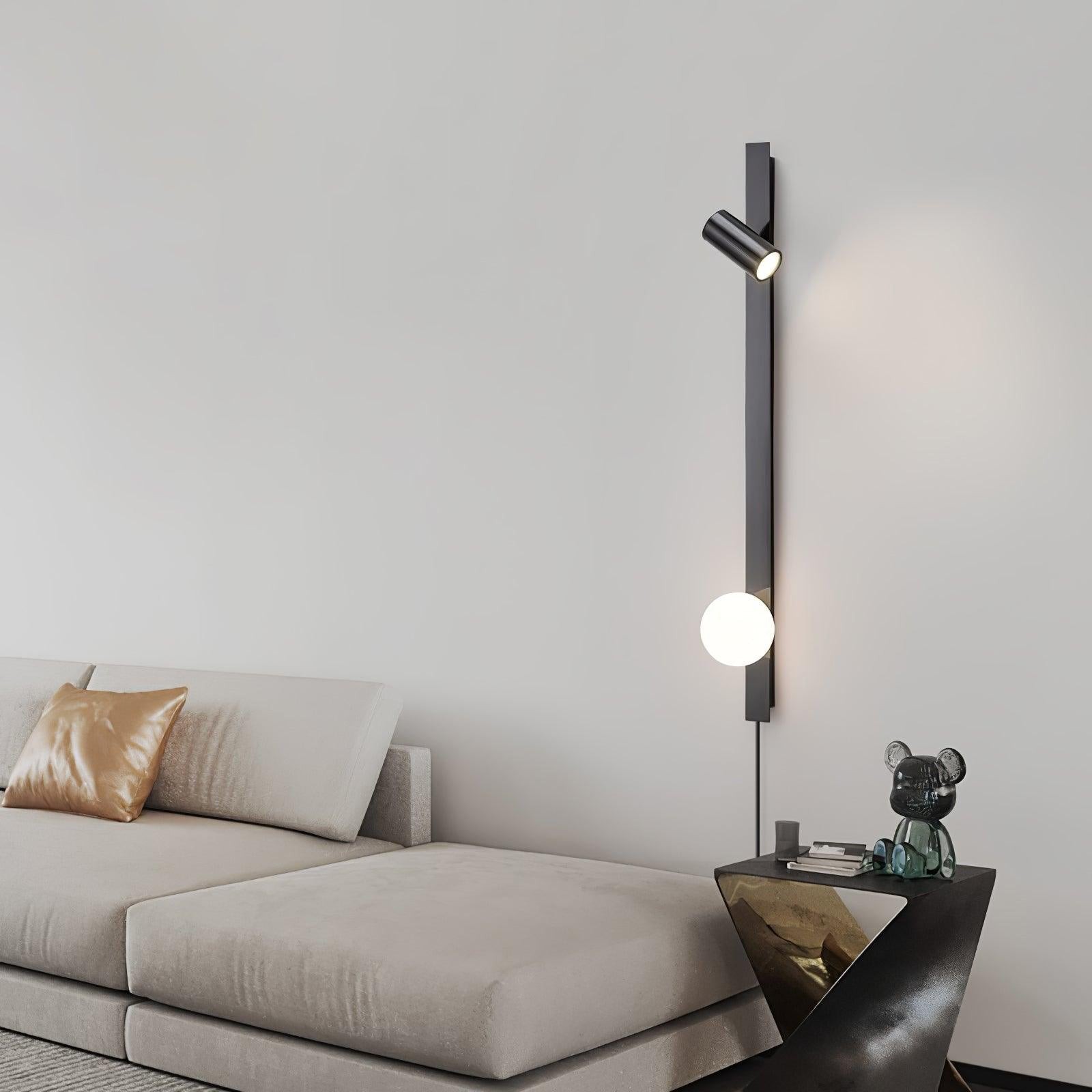 Moderne zwarte lineaire wandlamp met lange arm HL1123