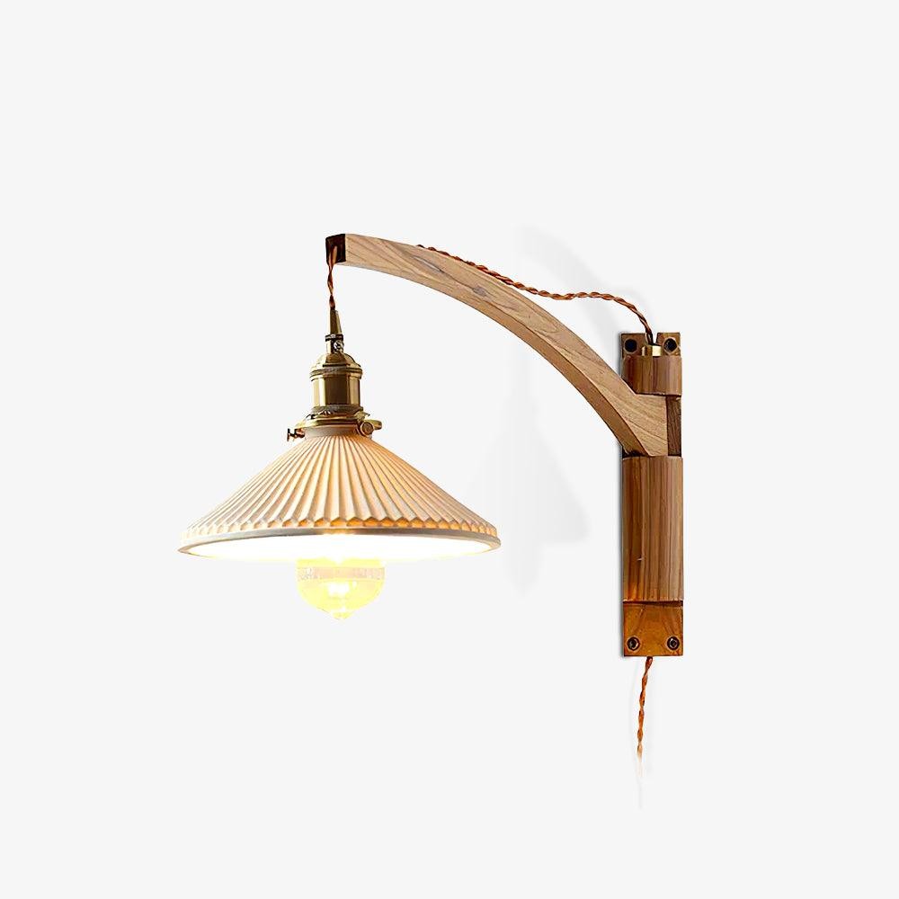 Walnoot Taps Toelopende Geribbelde Keramische Zwenkarm Wandlamp HL1077