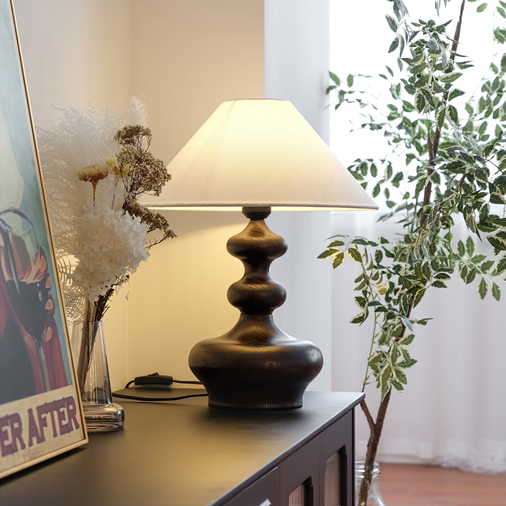 Nordic Retro Massief Houten Tafellamp HL472