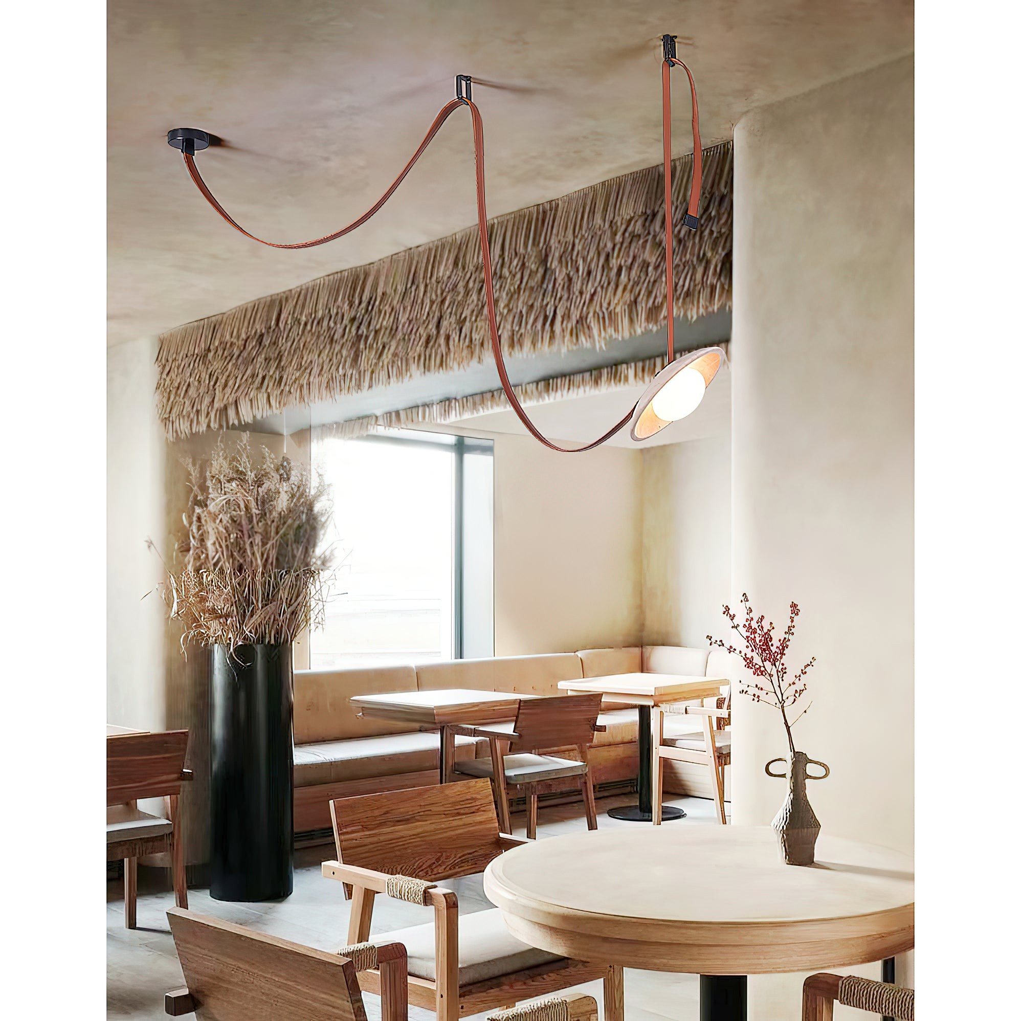 Hanglamp van leer met Light Rail-design HL3241