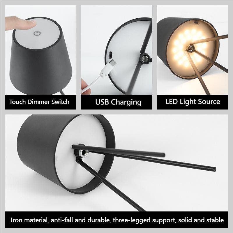 Touch dimmer metalen tripod tafellamp HL178