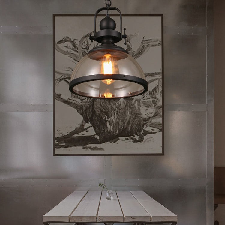 Moderne industriële stijl koepelvormige glazen hanglamp HL481