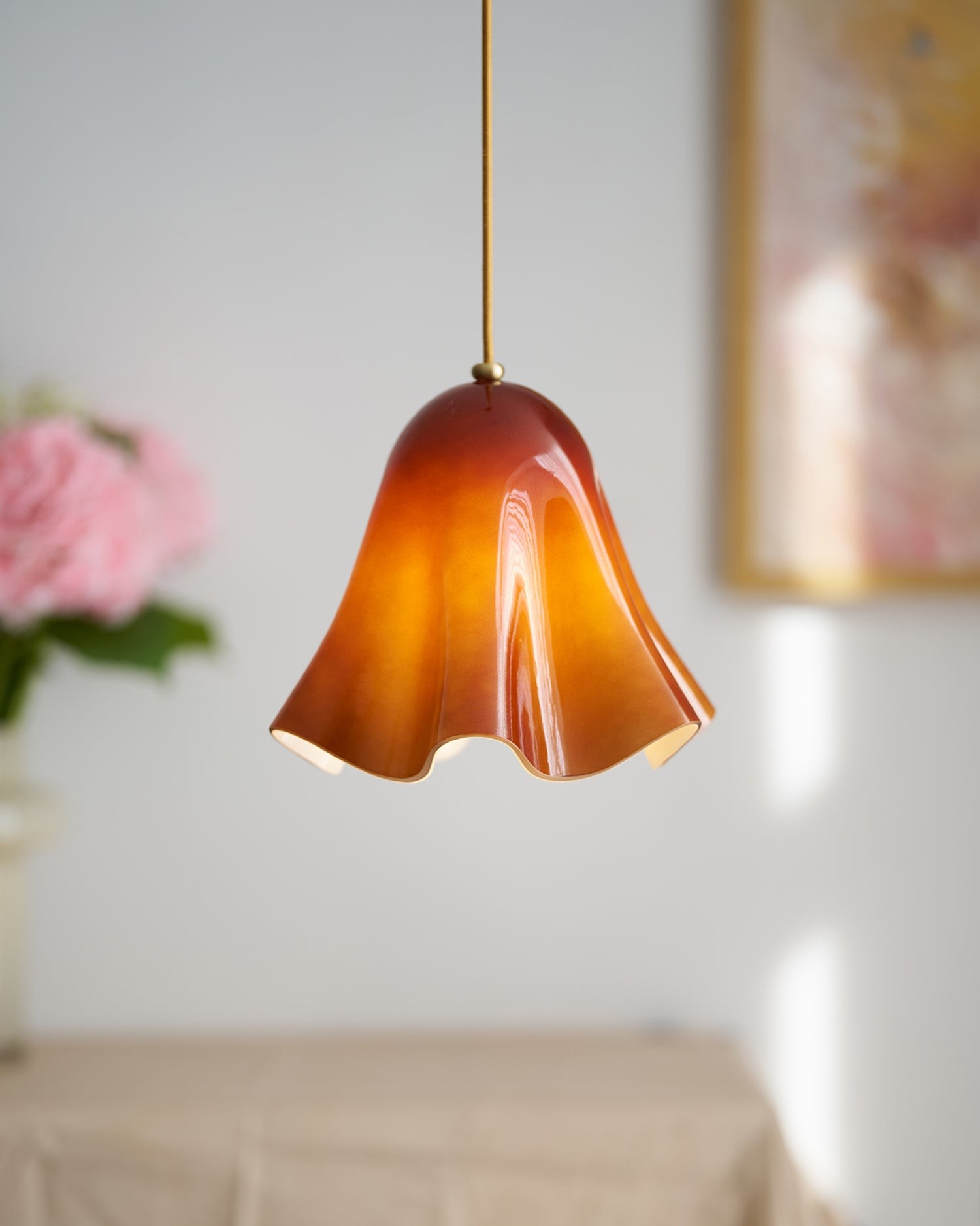 Bellina Artistieke Glazen Hanglamp - Moderne Bloei Geïnspireerde Hangende Plafondlamp HL1641