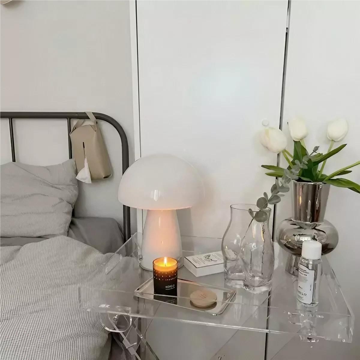 Deense Bauhaus glazen paddestoel tafellamp HL187