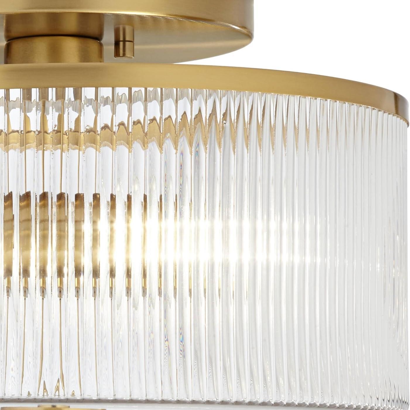 Plafondlamp van geribbeld glas in trommelvorm - Vintage Farmhouse Flush Mount HL1812