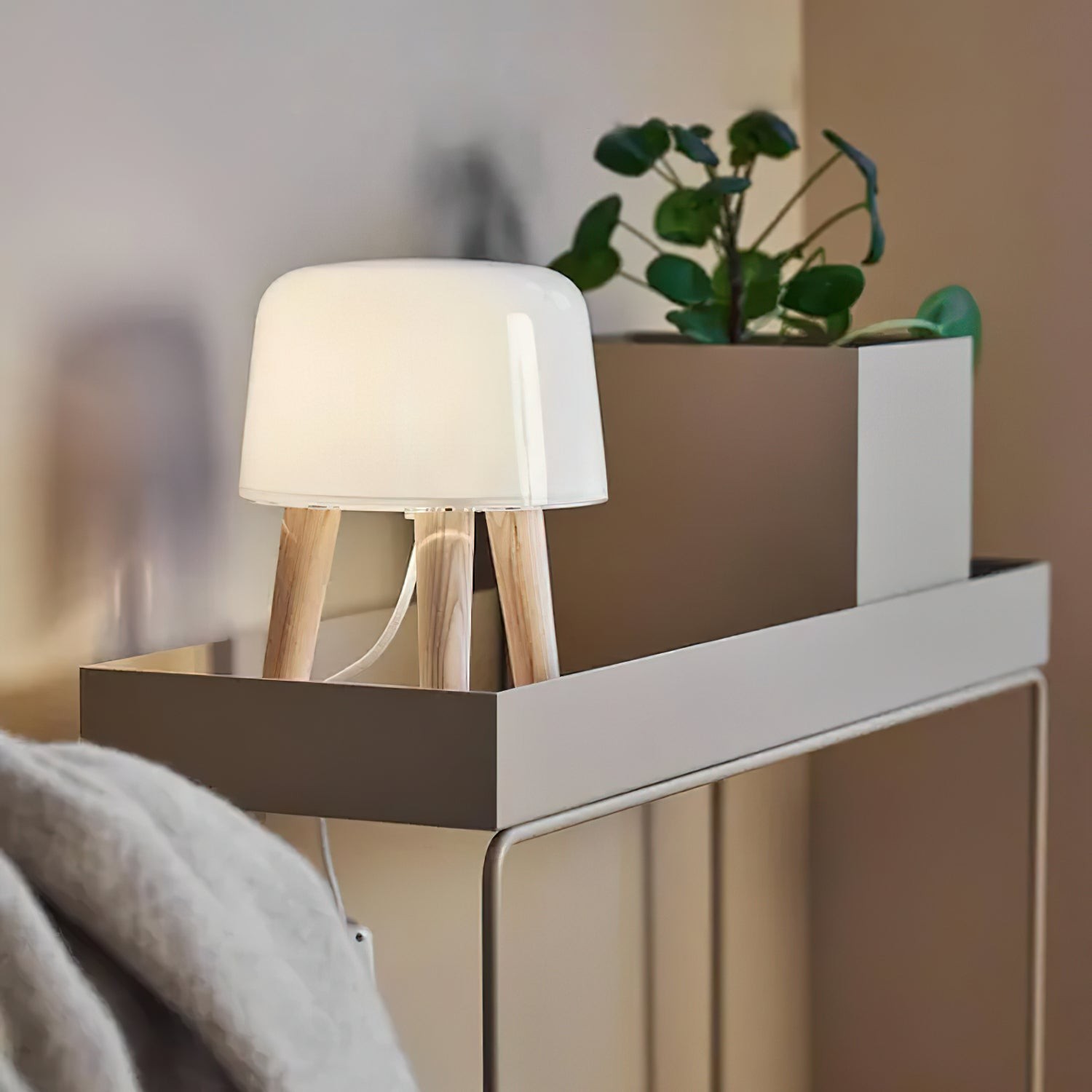Nordic Wood Decoratieve Glazen Tafellamp Voor Slaapkamer HL709