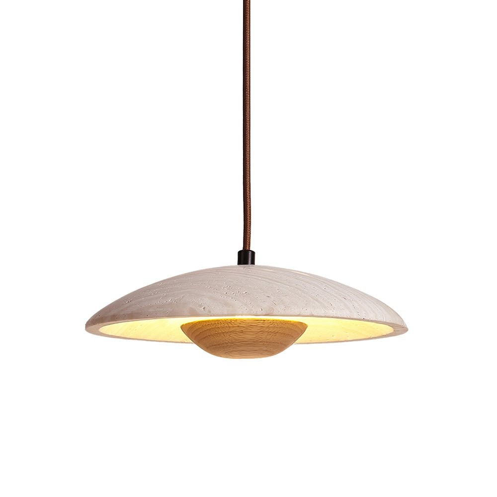 Crèmekleurige houten hanglamp HL737