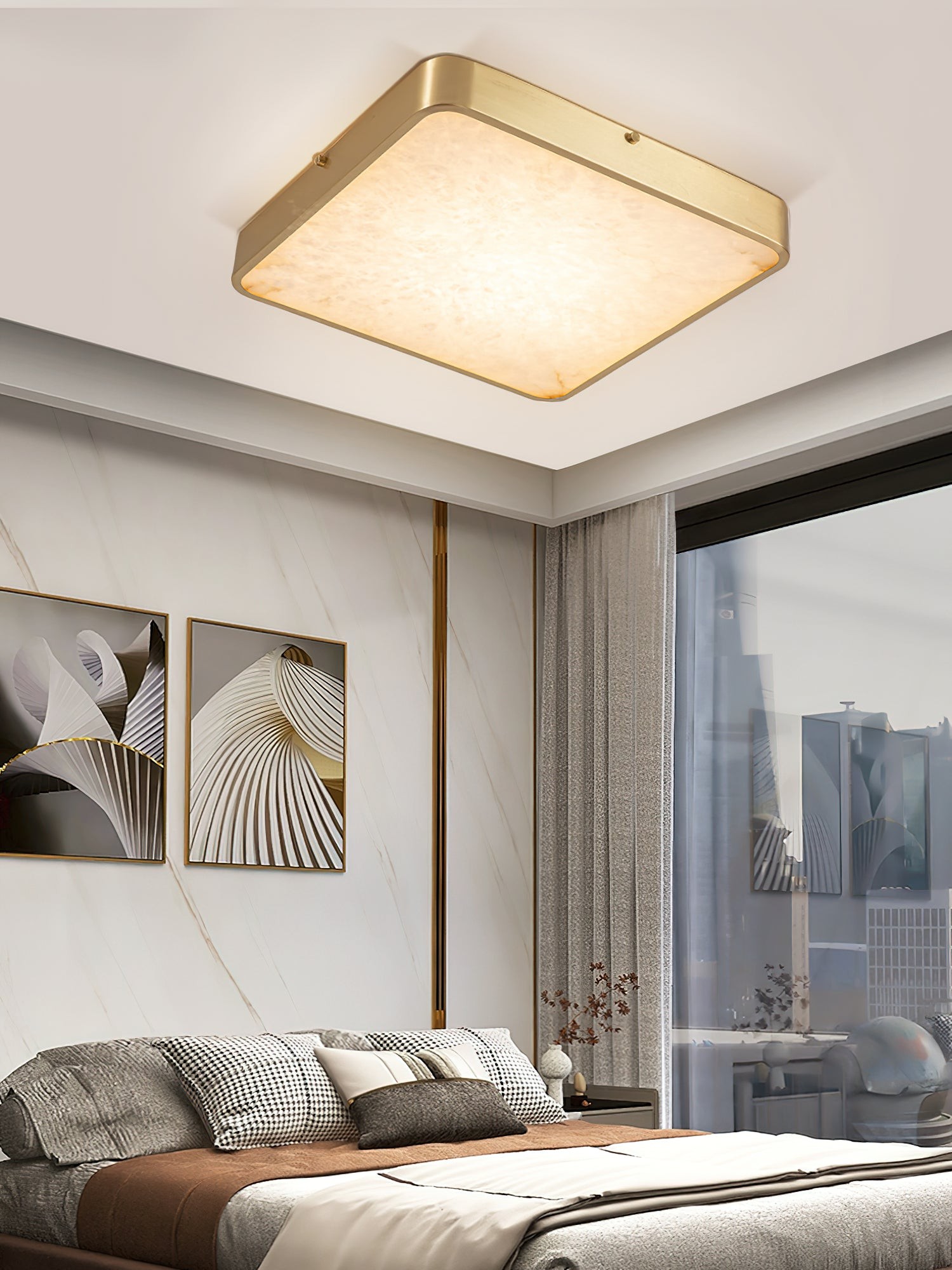 Geometrische albasten inbouwplafondlamp HL2984