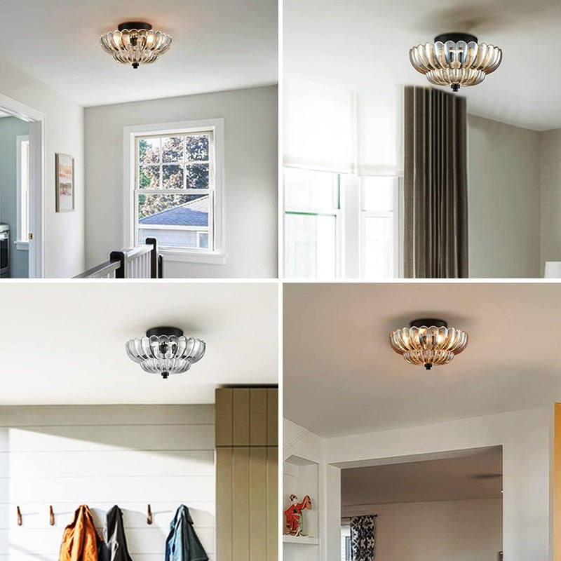 Semi-plafondlamp in parapluvorm, glazen lamp HL945
