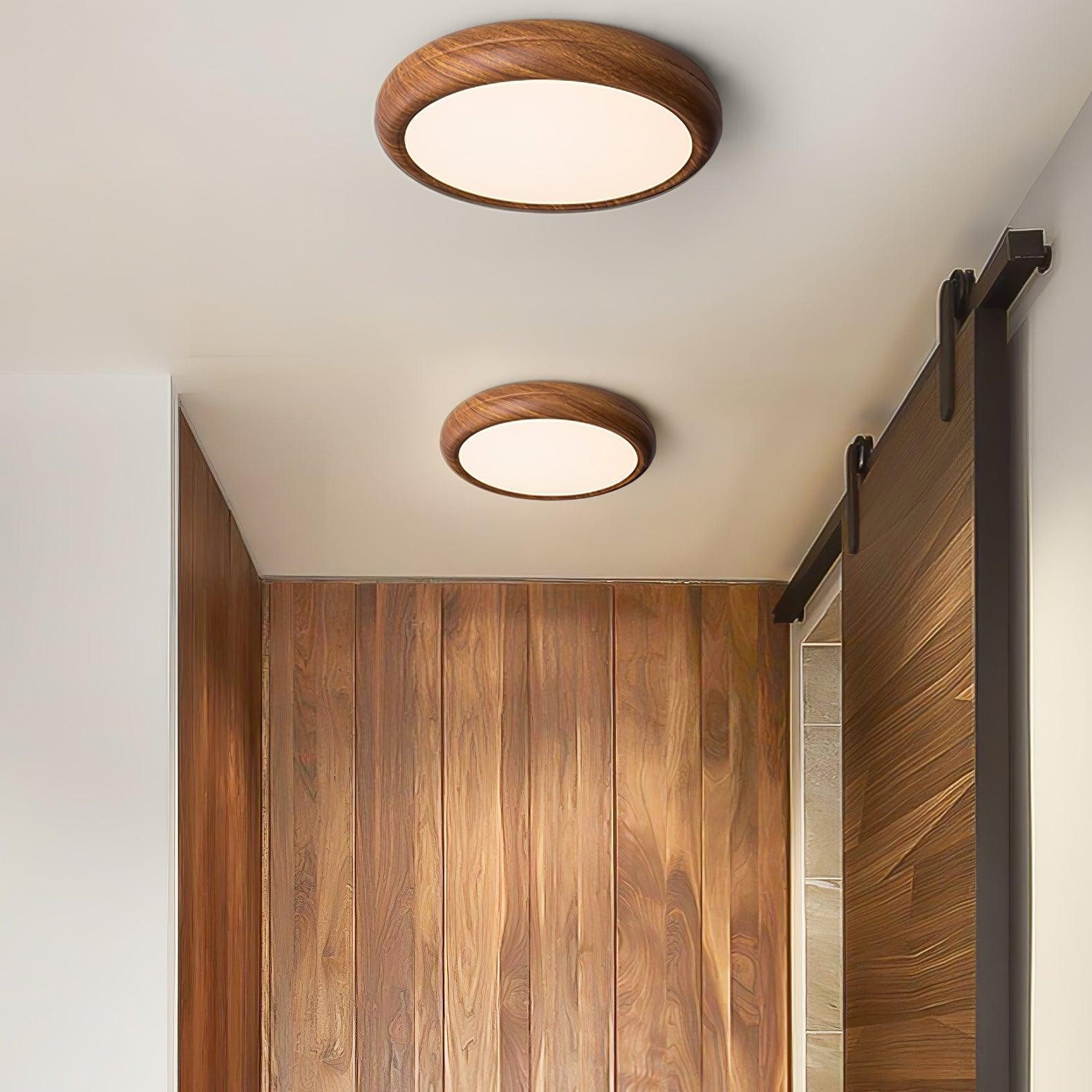 Ronde plafondlamp met houtnerf HL825