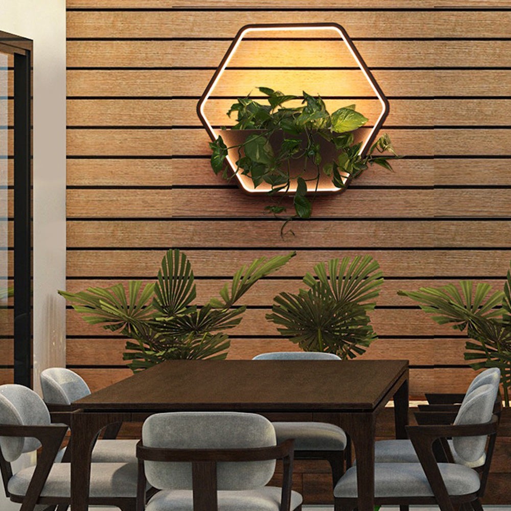 Minimalistische zeshoekige ring met plank IP65 waterdichte buitenlamp HL1218