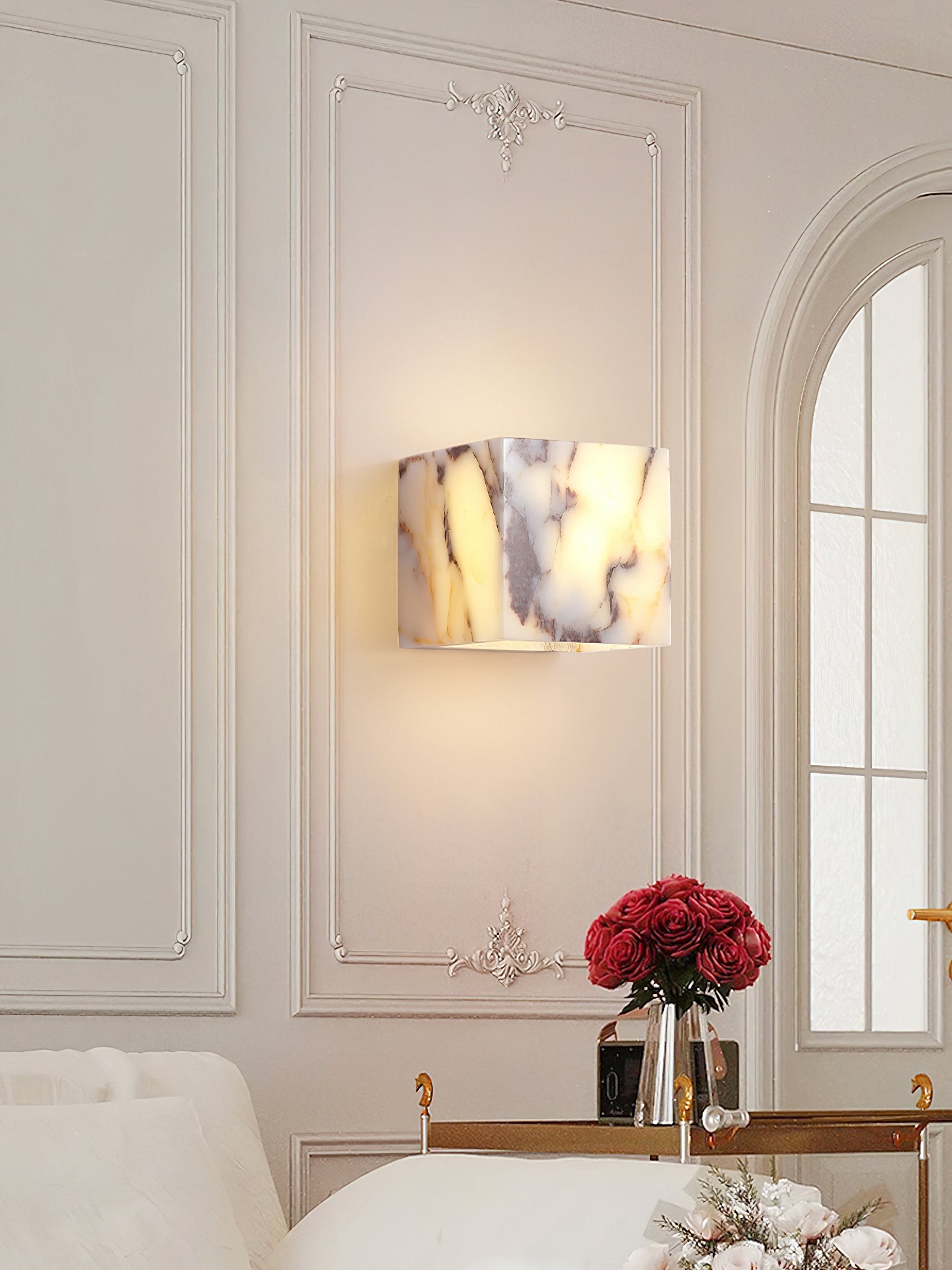 Vierkante marmeren wandlamp HL3178