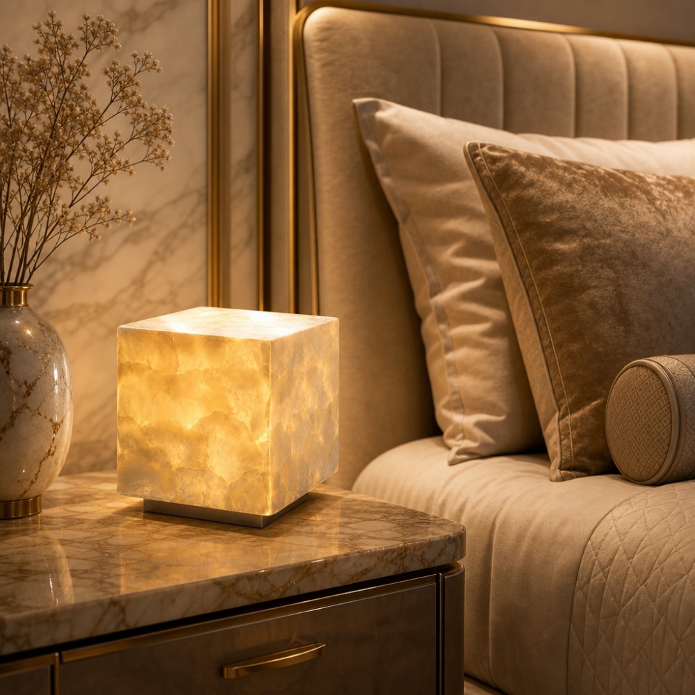 Beamira Mica en Shell Tafellamp - Moderne vierkante kap accentlamp voor de slaapkamer HL3526