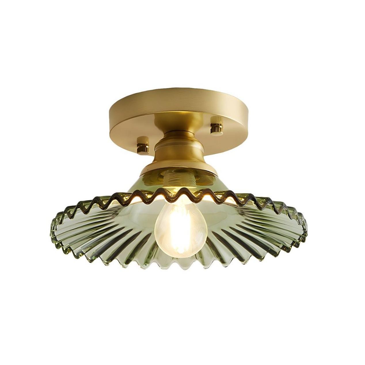 Vintage helder glazen geribbelde bloemblaadje plafondlamp HL139