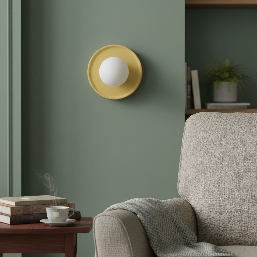 Solna ronde glazen wandlamp met keramische voet - minimalistische verlichting voor slaapkamer of hal HL1932