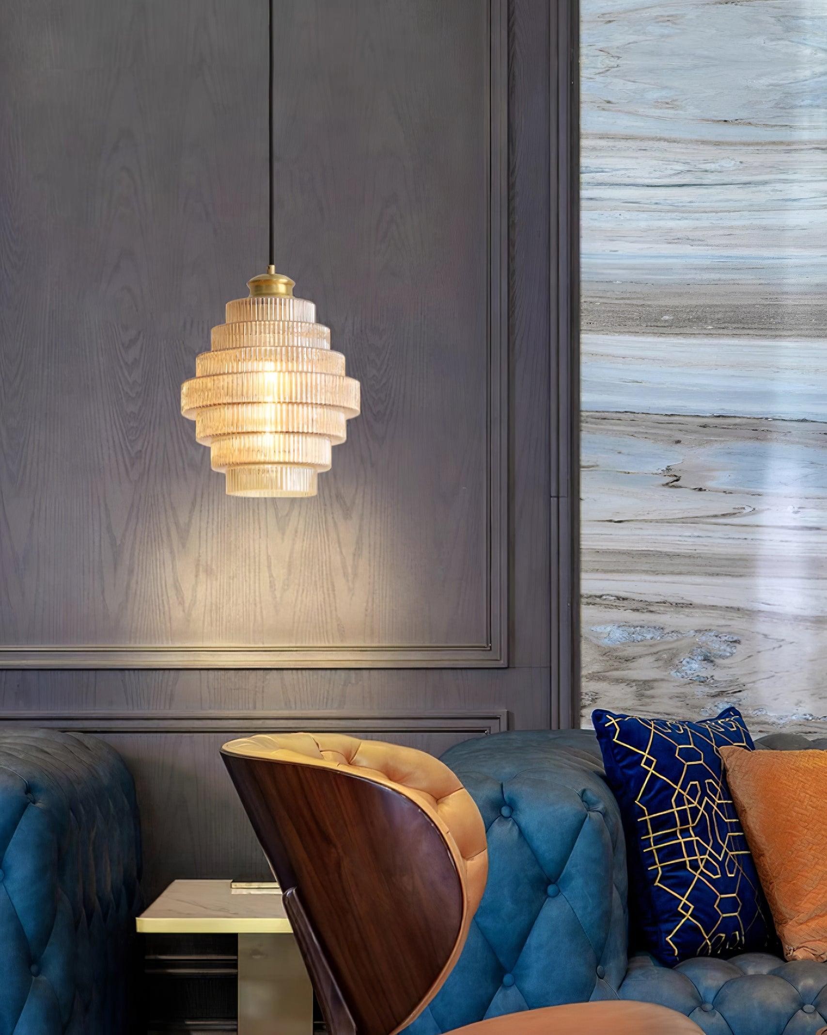 Moderne Creatieve Hanglamp van Geplooid Glas - Flesvormige Hanglamp voor de Eetkamer HL615