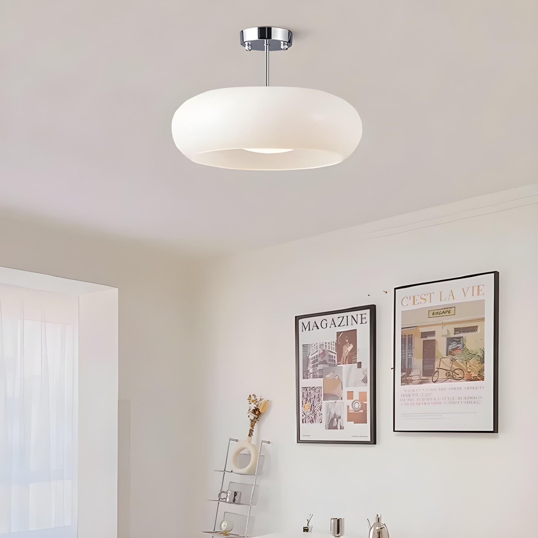 Retro messing schijf Bauhaus glazen plafondlamp HL167