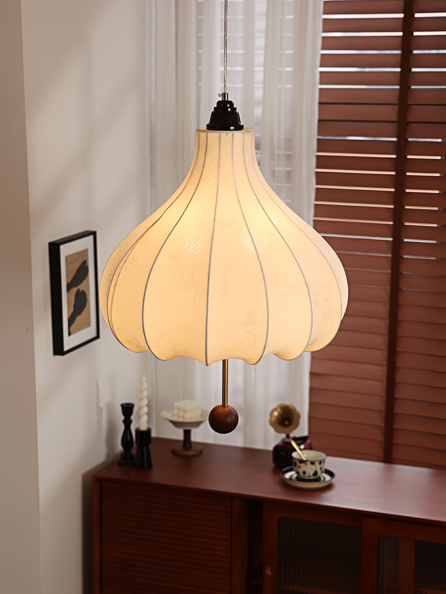 Retro Kastanje Stoffen Hanglamp HL495