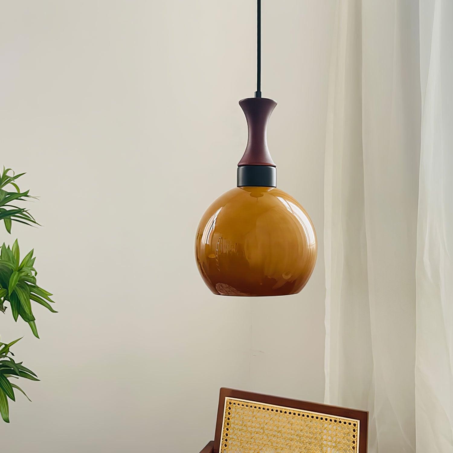Bolvormige oranje praktische luxe hanglamp HL650