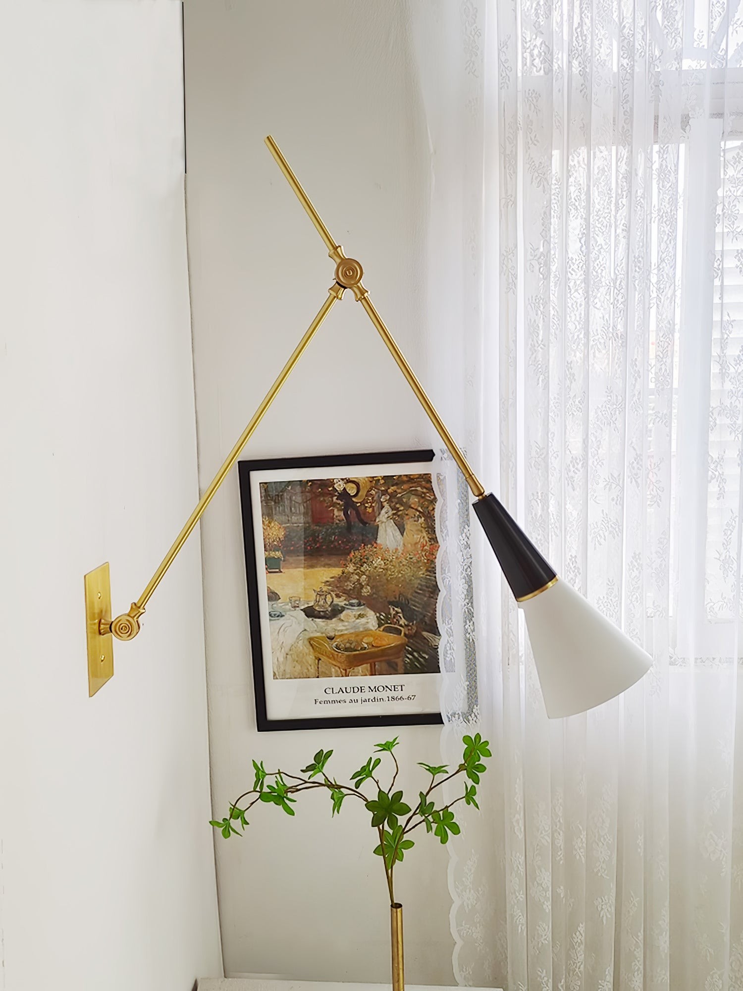 Vintage metalen verstelbare wandlamp met zwenkarm HL966