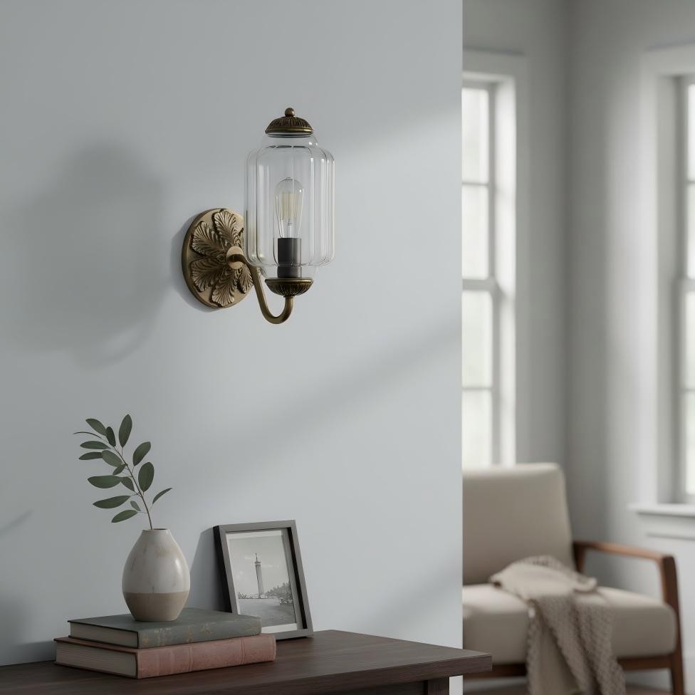 Vintage Melkglas Eloise Kandelaar Wandlamp HL844