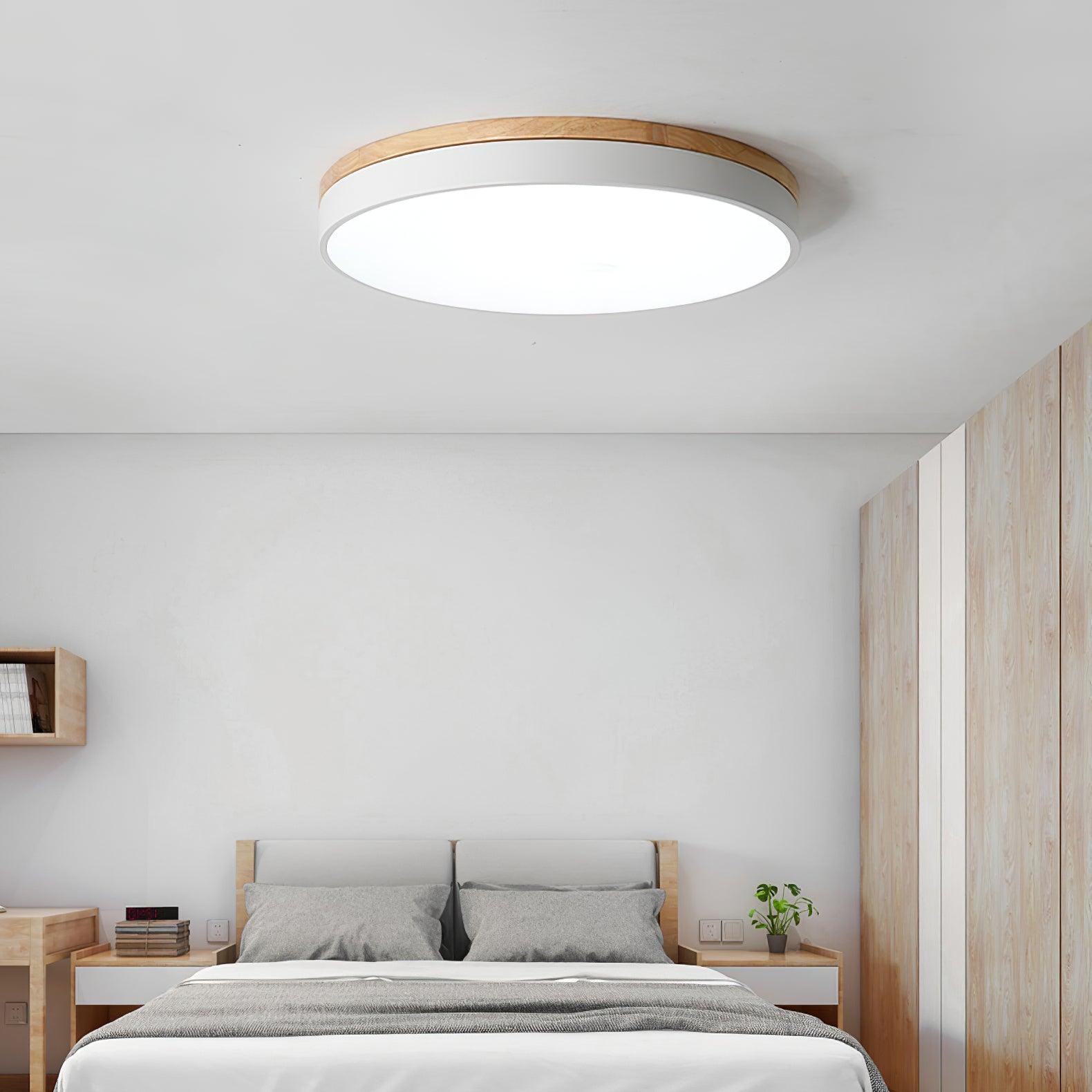 Witte ronde houten plafondlamp HL828