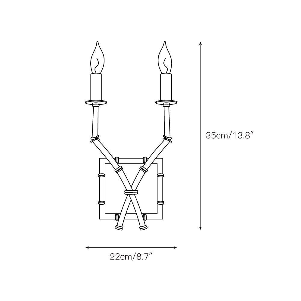 Dubbele bamboe wandlamp HL3139